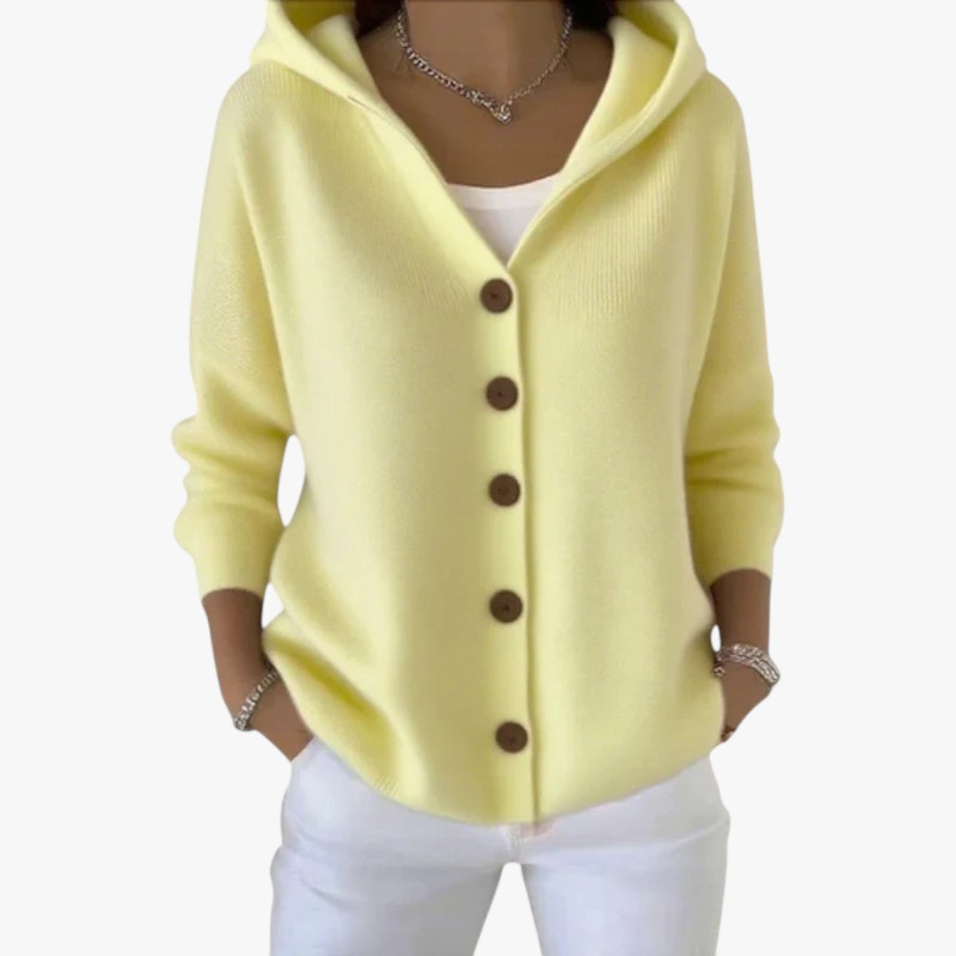 Damen Strickjacke mit Knöpfen und Kapuze
