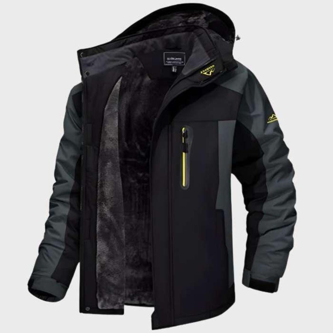 Herren Fleece Winterjacke mit Kapuze und Reißverschluss | Kurz