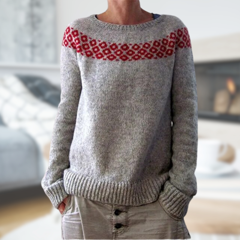 Damen warmer Norweger Winterpullover | Lockere Passform