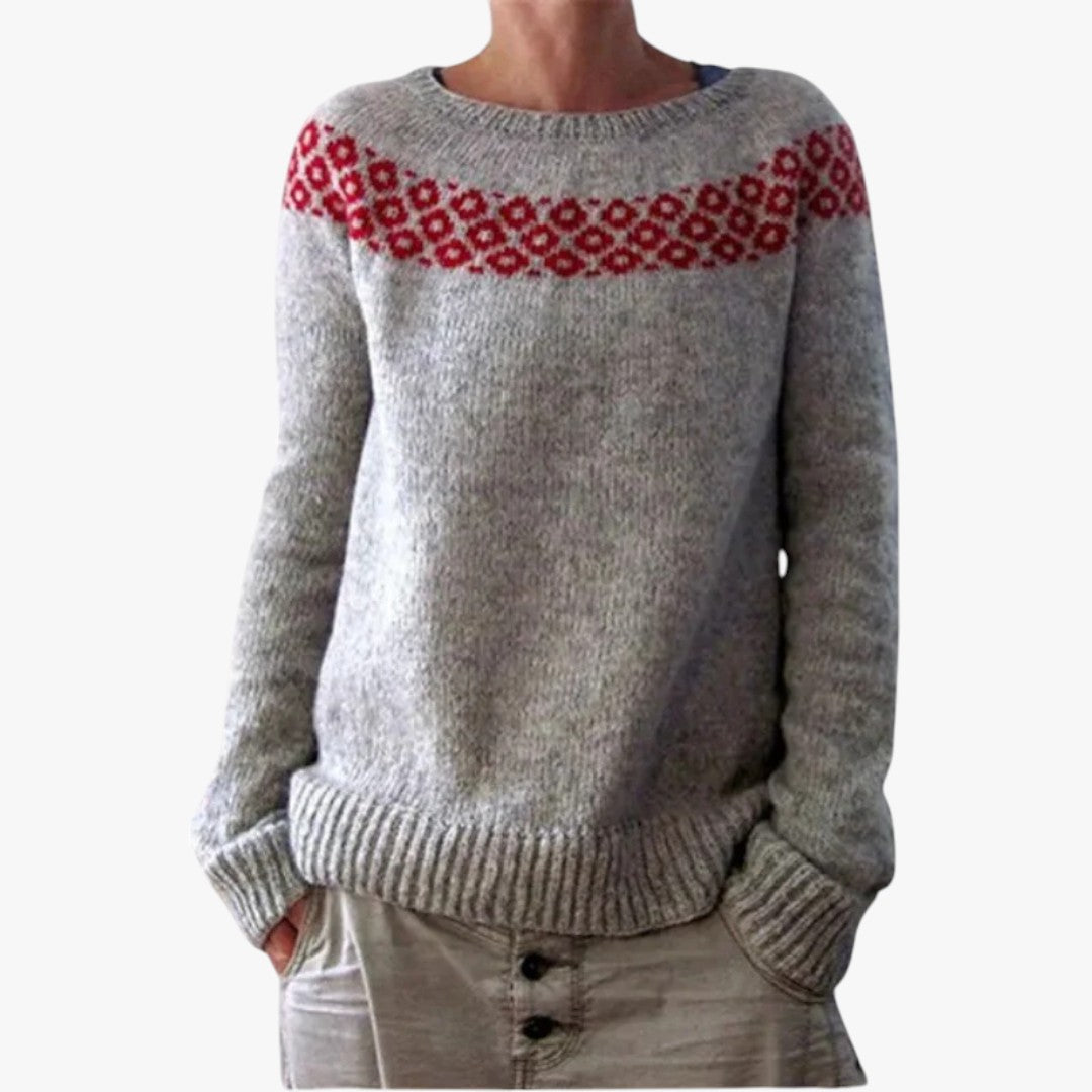 Damen warmer Norweger Winterpullover | Lockere Passform