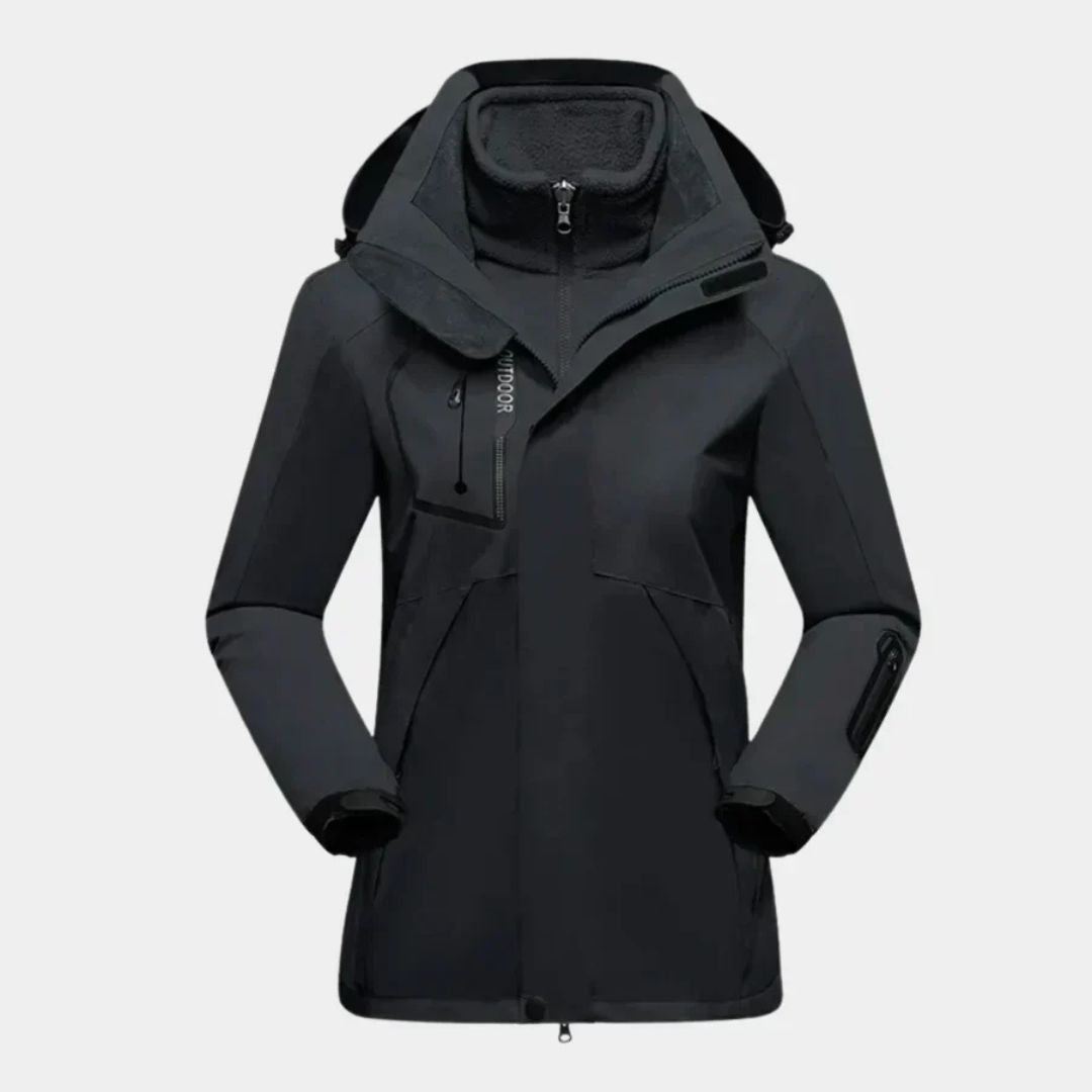 Damen Winter Skijacke mit Reißverschluss und hohem Kragen