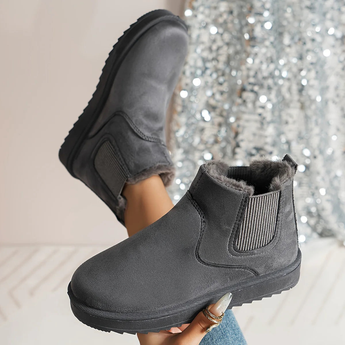 Damen Winterschuhe | Slip-On Stiefel Mit Elastischen Seitenteilen