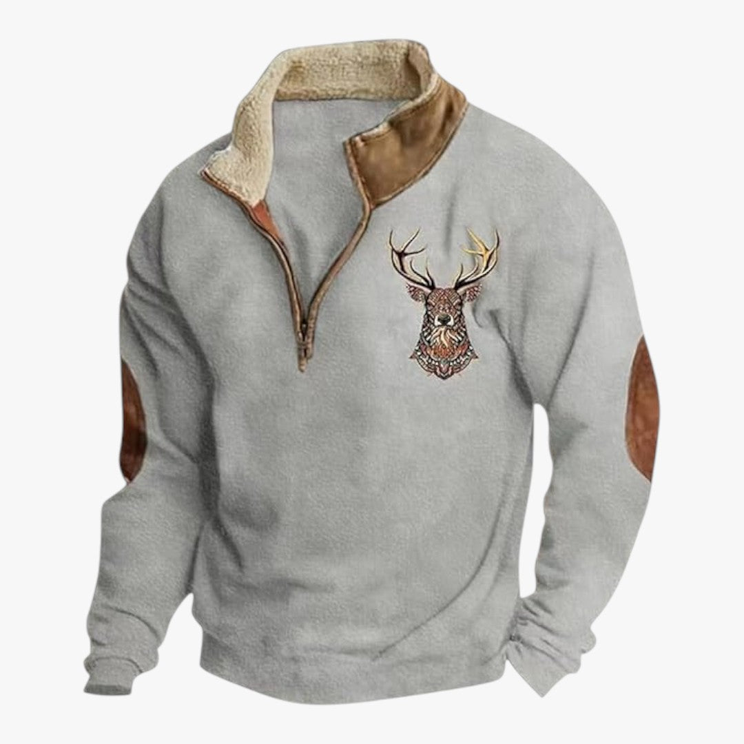 Herrenpullover mit Reißverschluss und gefüttertem Kragen