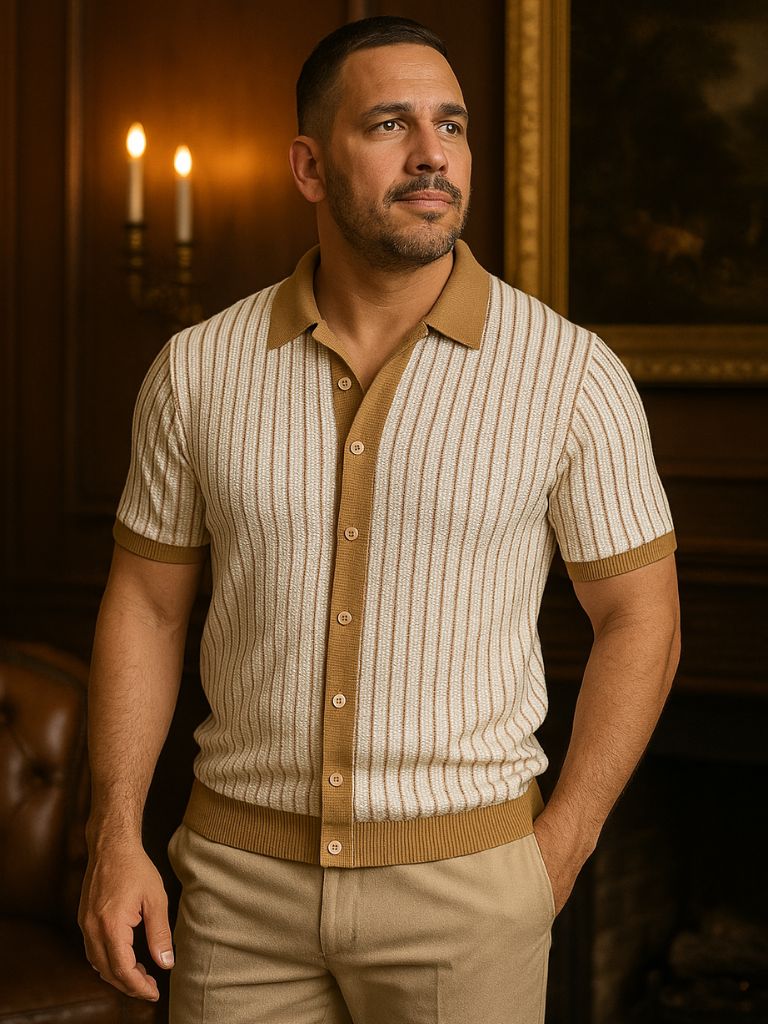 Herren Gestreiftes Strick-Polo-Shirt für stilbewusste | Hochwertig & Bequem