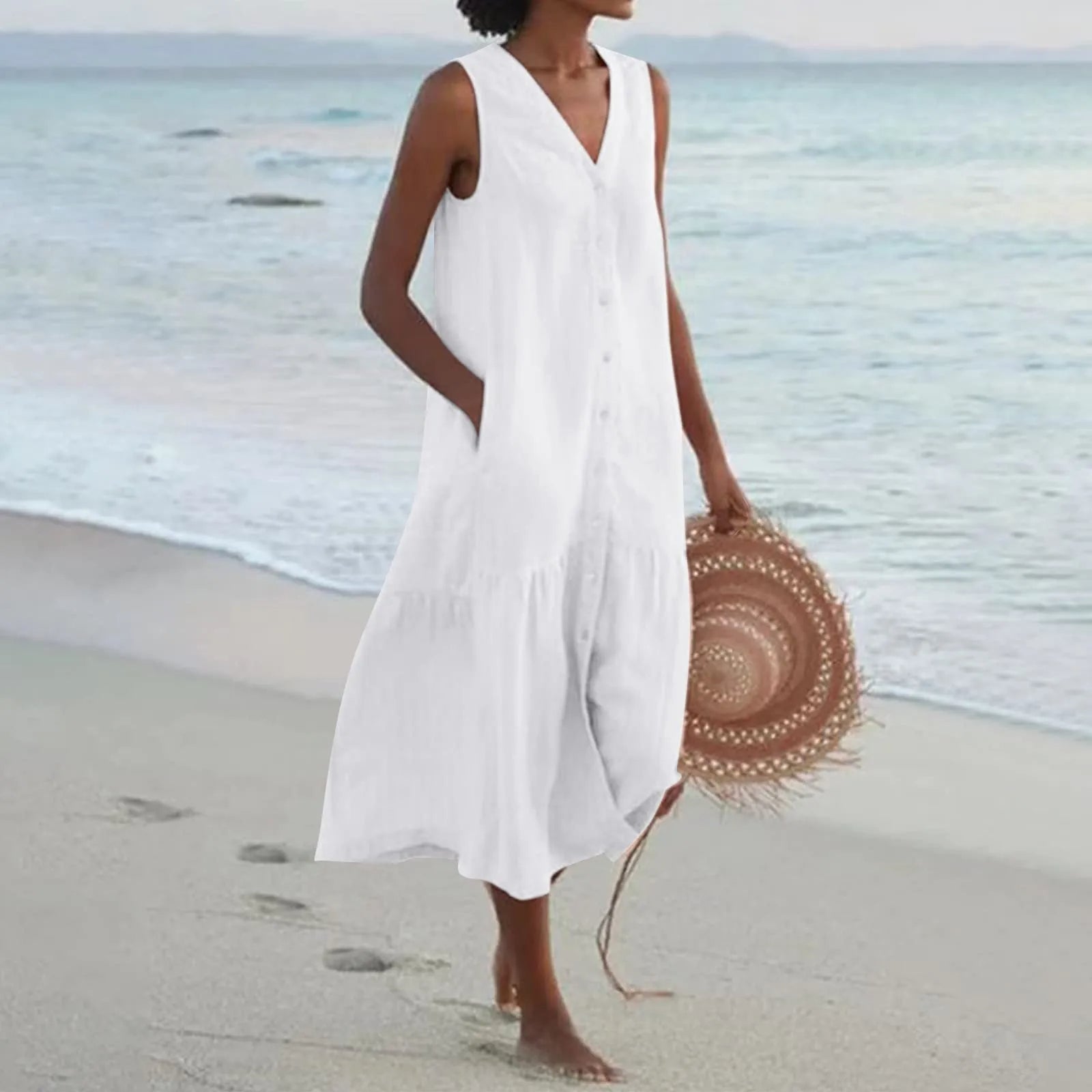 Elegantes V-Ausschnitt Damenkleid für Festliche Anlässe-1
