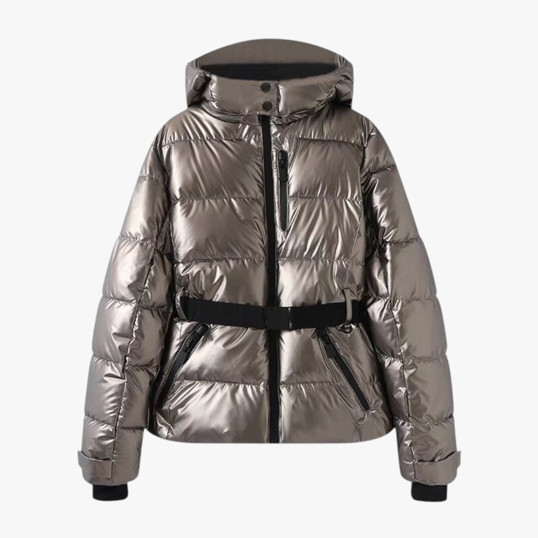 Damen Winter Skijacke mit Gürtel | Kurz