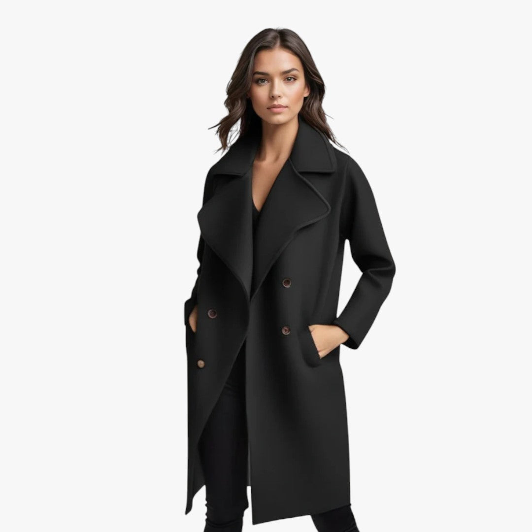 Damen Winter Trenchcoat mit Knöpfen und Gürtel