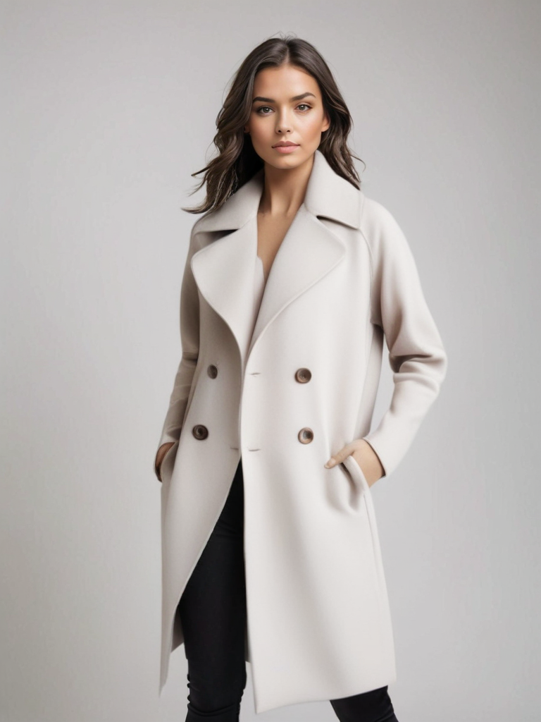 Damen Winter Trenchcoat mit Knöpfen und Gürtel