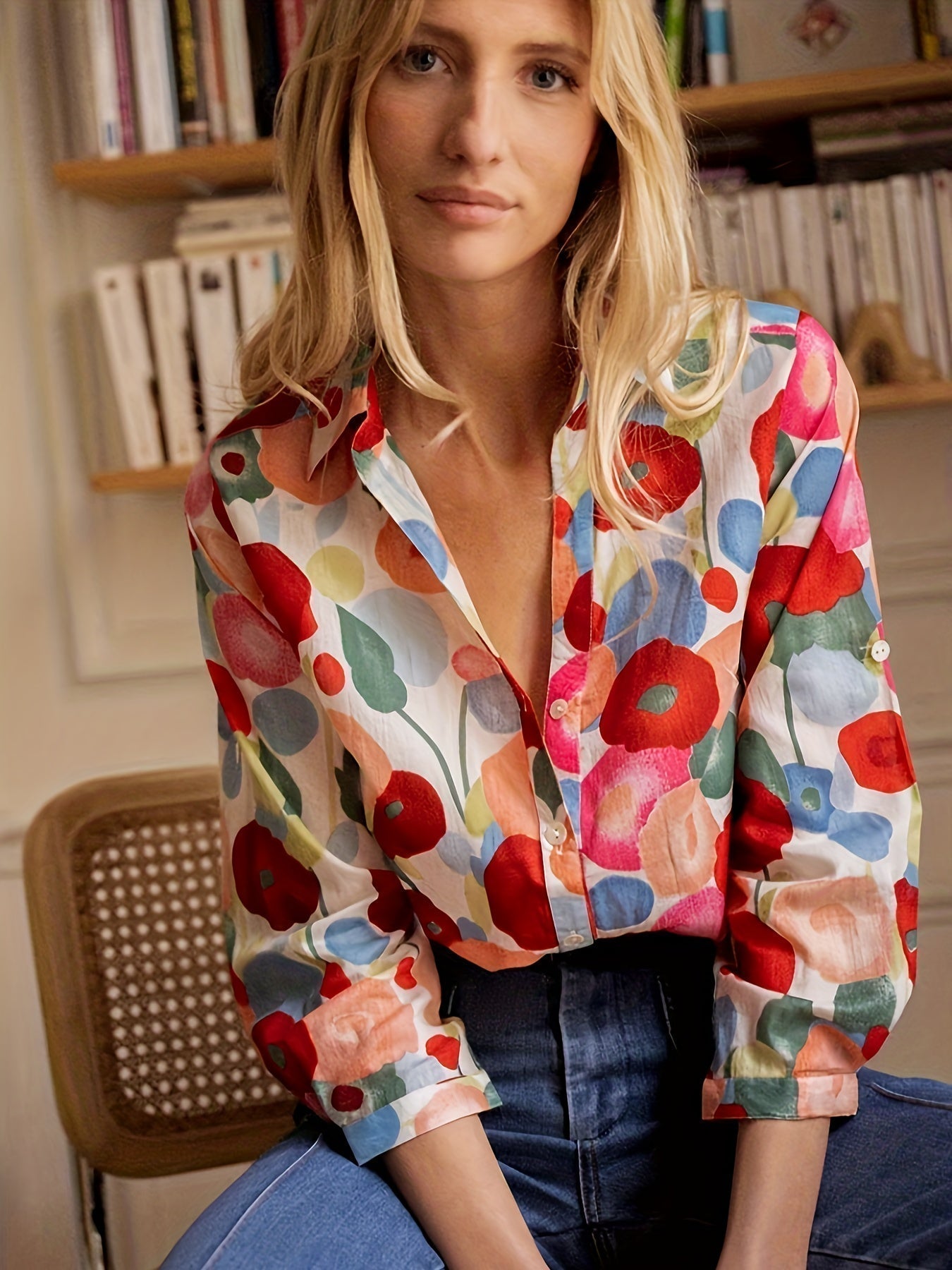Elegante und stilvolle Damenbluse mit Blumen