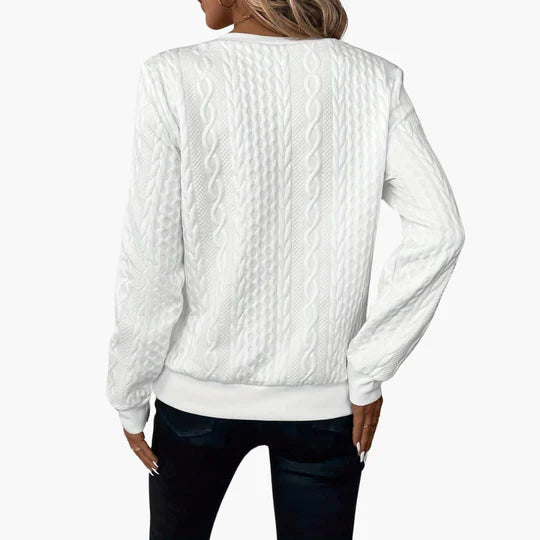 Damen Zopfmusterpullover mit Reißverschluss