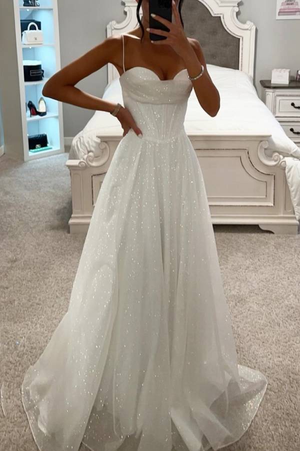 Damen Hochzeitsabendkleid mit Glitzer | Maxi