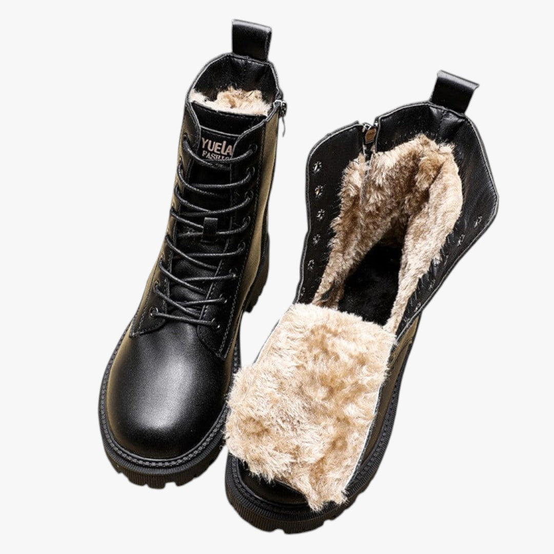 Hohe Damen Winterstiefel mit Schnürung und dicker Sohle