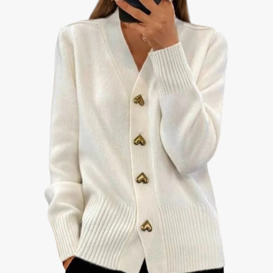 Damen Strickjacke mit Herzknöpfen