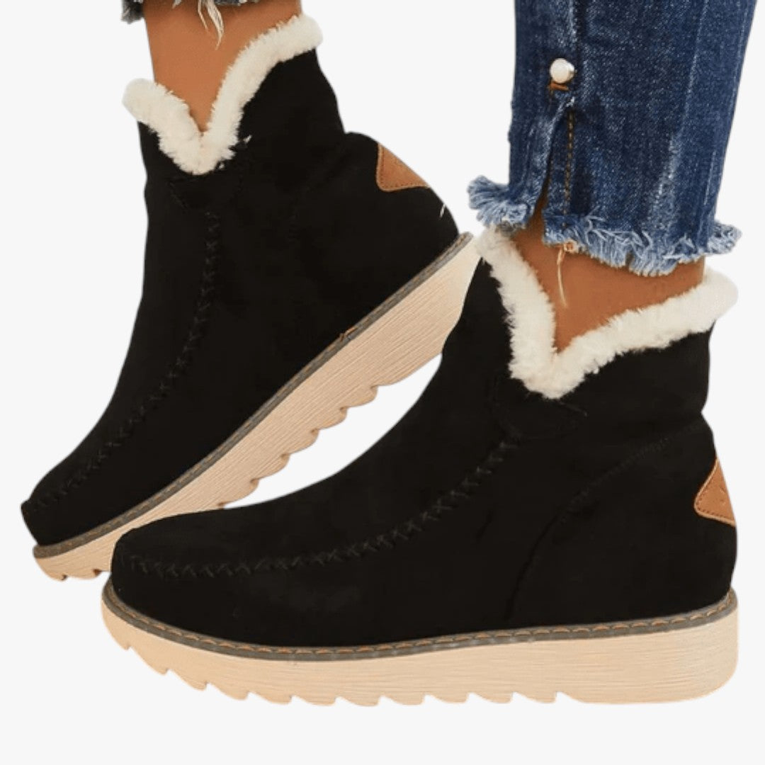 Damen Winterstiefel mit Futter | Hohe Winterschuhe mit dicker Sohle