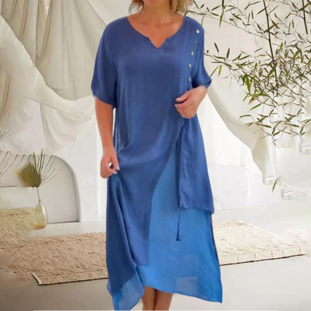 Damen Sommerkleid Schwarz V-Ausschnitt Elegantes Kleid für Freizeit und Partys 1