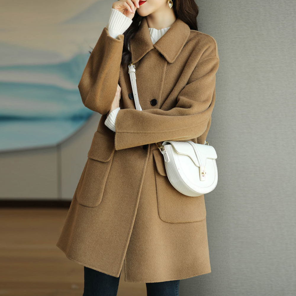 Zweireihiger Wintermantel für Damen | Knöpfe