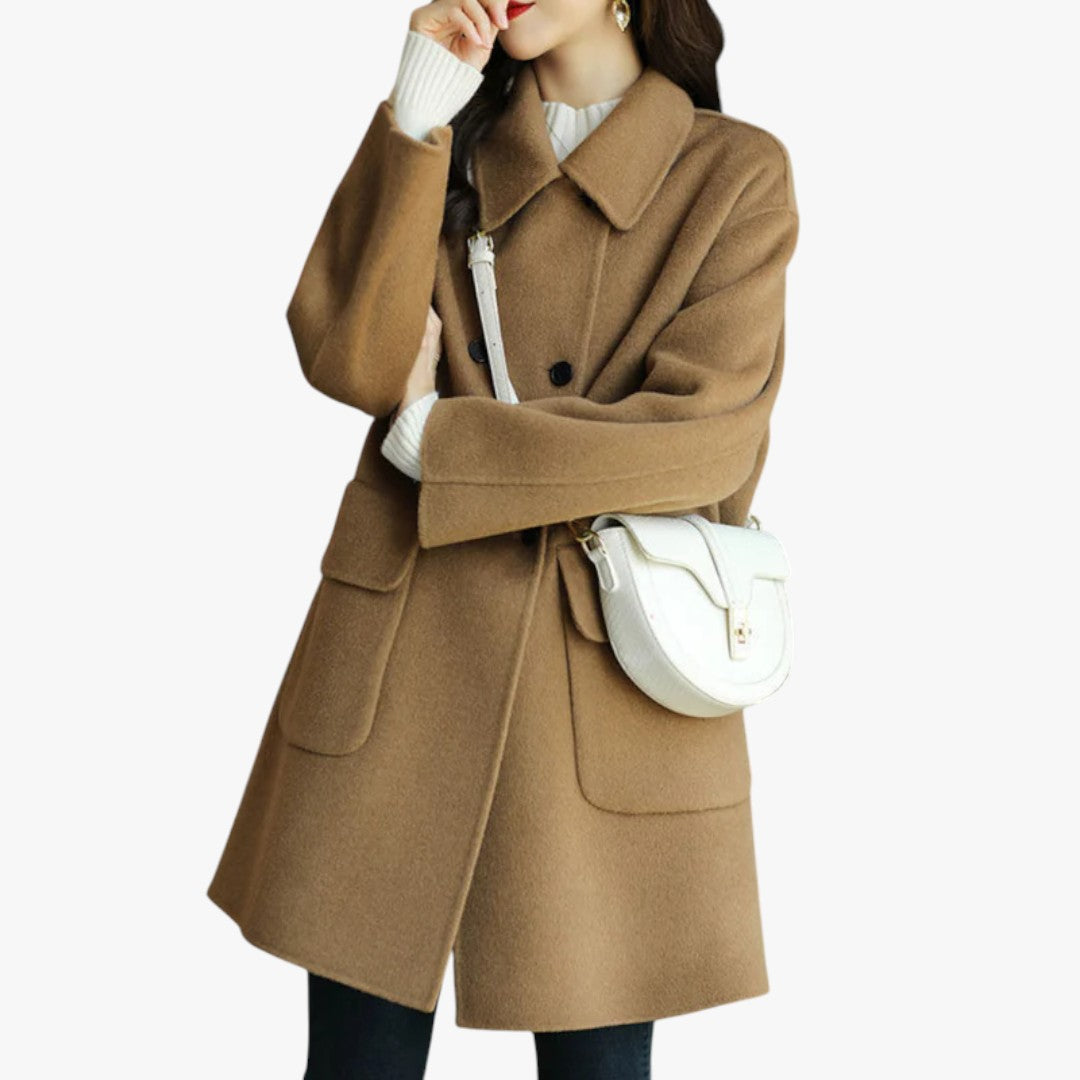 Zweireihiger Wintermantel für Damen | Knöpfe
