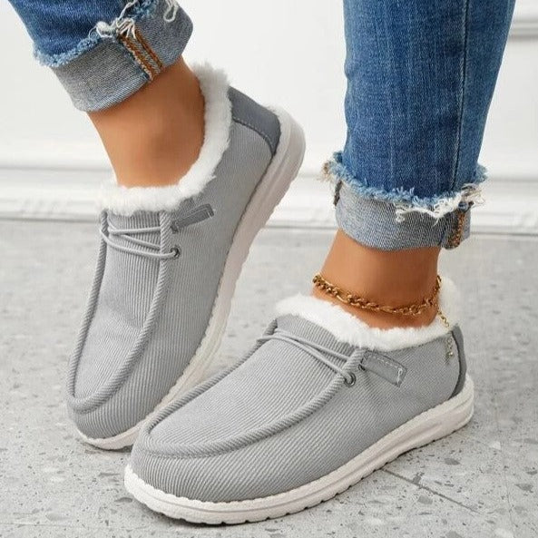 Damen Slip-On Winterschuhe mit Futter und Schnürung