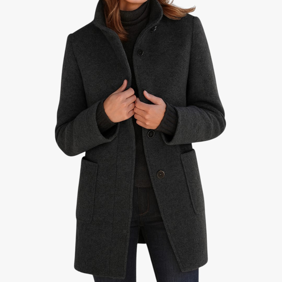 Damen Wintermantel mit Knöpfen und Taschen
