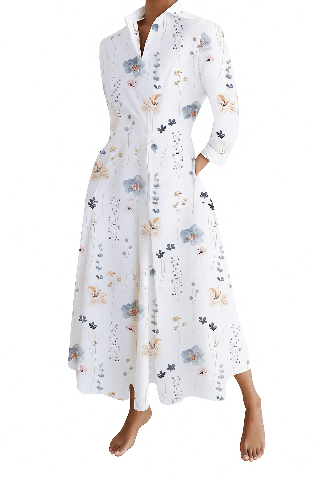 Elegantes maxi Kleid mit Blumenmuster -  Für festliche Anlässe