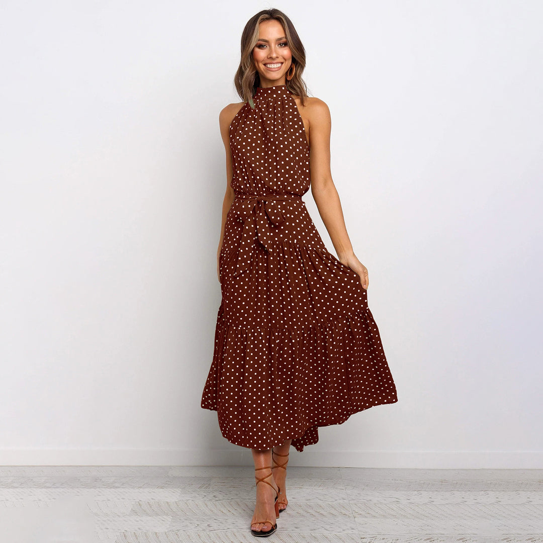 Variant image for Damen Kleid A-Linie Grün mit Punkten, Elegantes Sommerkleid für Frauen-13