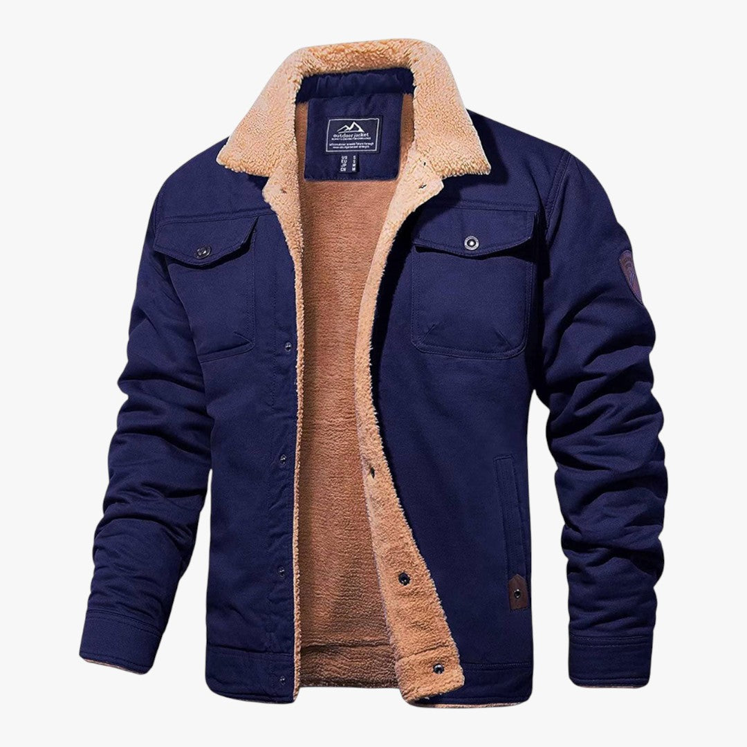 Gefütterte Herren-Winterjacke mit Druckknöpfen | Kurz