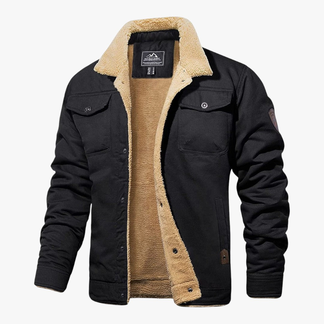 Gefütterte Herren-Winterjacke mit Druckknöpfen | Kurz