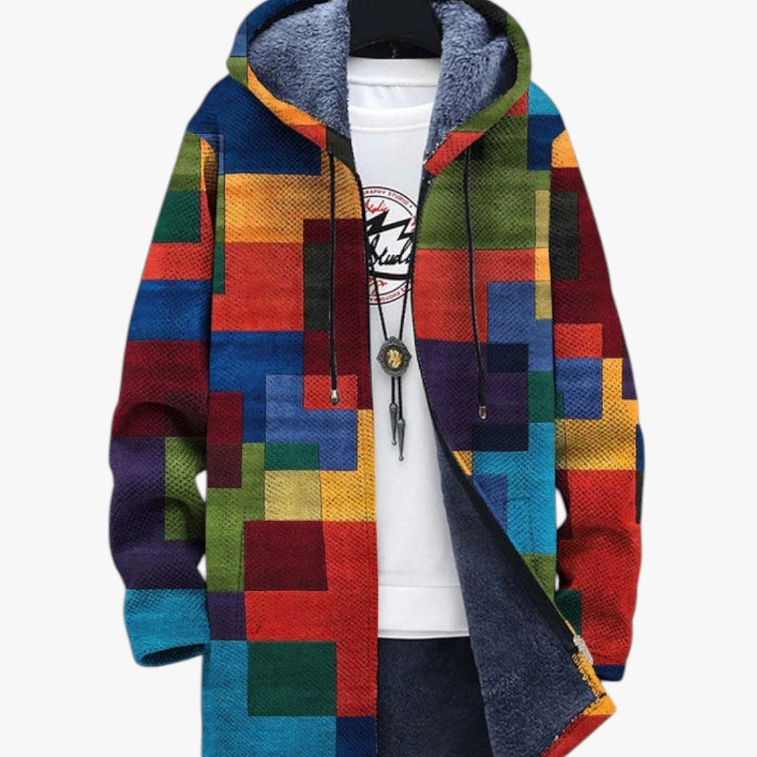 Damen gefütterte Strickjacke mit Blockmuster