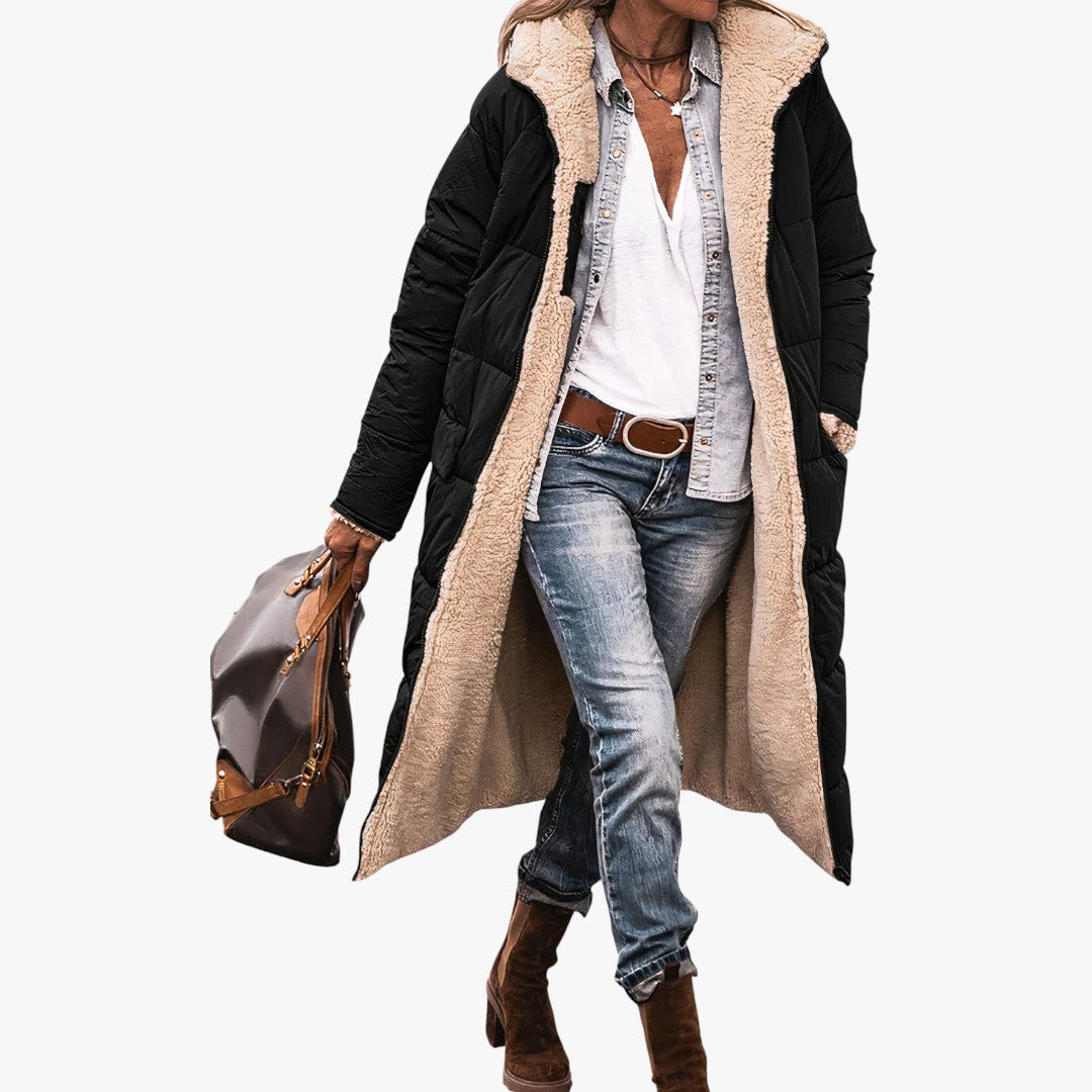 Damen Winter Parka Jacke Zweiseitig Teddy | Lang