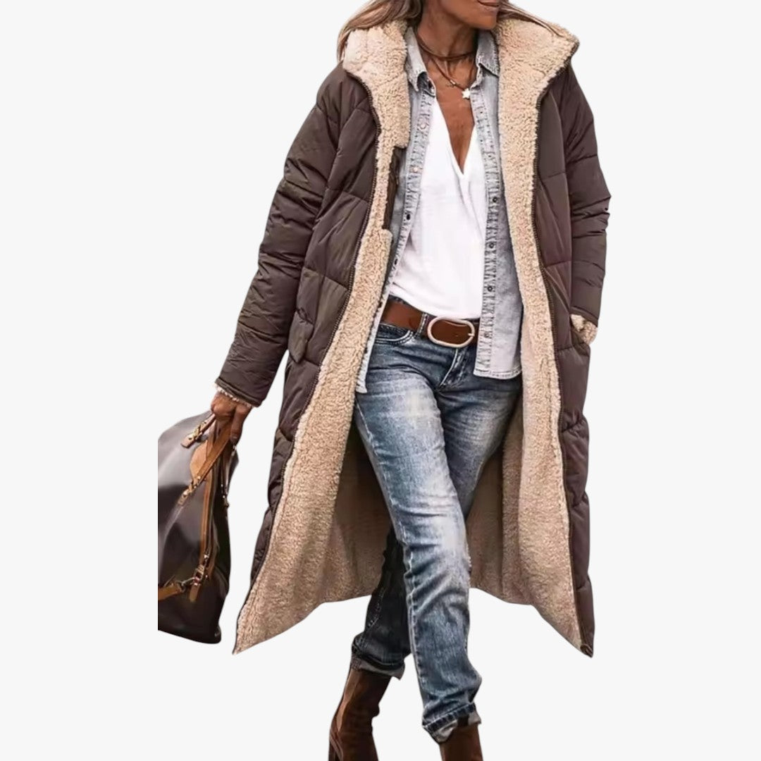 Damen Winter Parka Jacke Zweiseitig Teddy | Lang