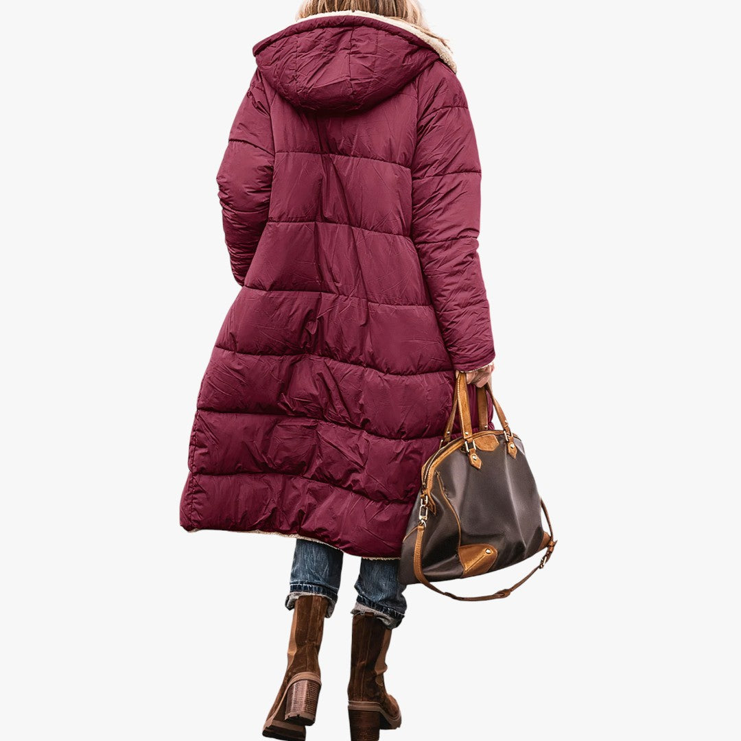 Damen Winter Parka Jacke Zweiseitig Teddy | Lang