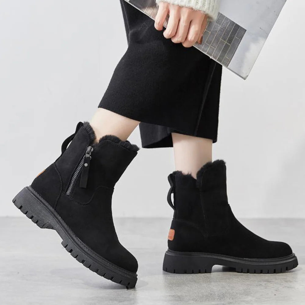 Damen Winterschuhe | Stiefel Mit Elastischen Reißverschluss