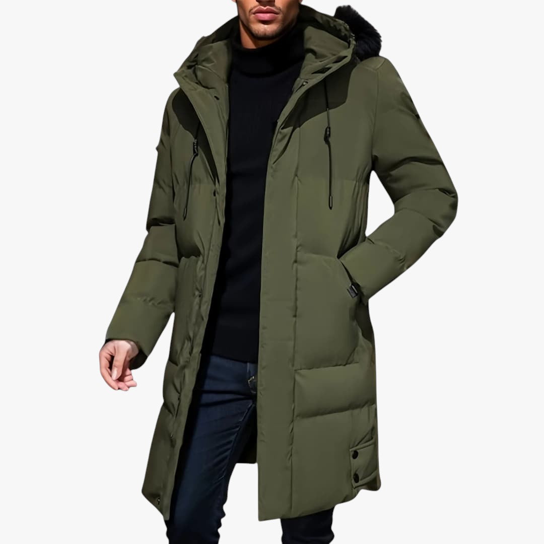 Herren Parka Winterjacke mit verstellbarer Kapuze | Lang