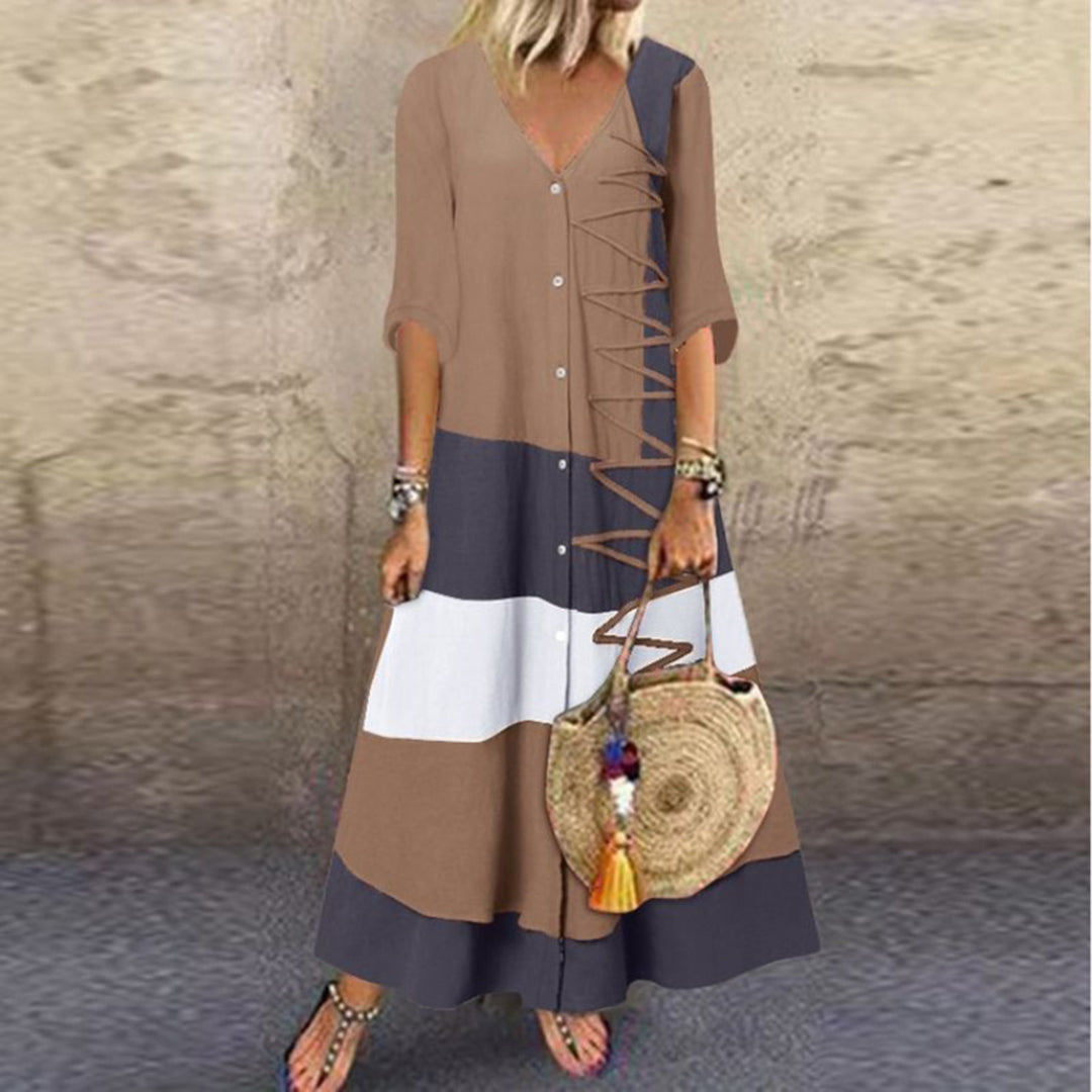 Damen Kleid Lang Grau – Elegantes Sommerkleid für Festliche Anlässe und Lässige Outfits 1