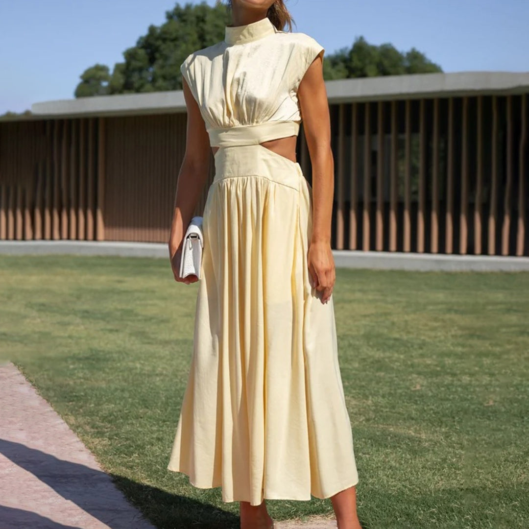 Variant image for Damen Kleid Ärmellos Beige Elegant Sommerkleid-13