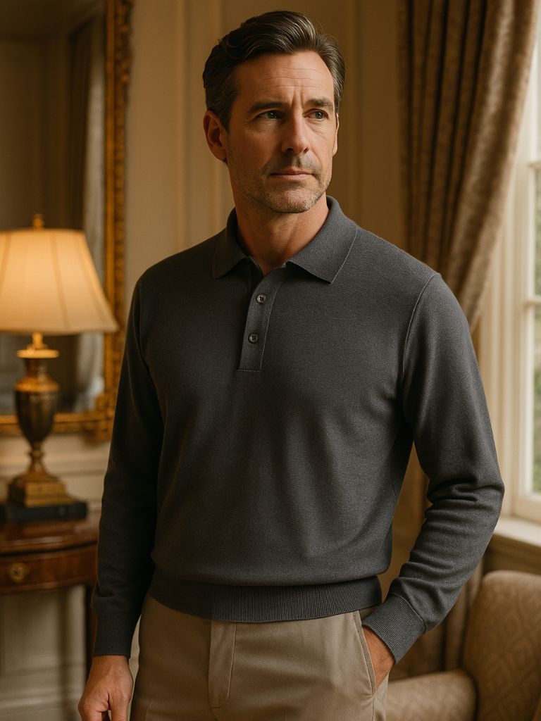 Wollstrick Polo Pullover mit Knöpfen – Stilvoller Komfort
