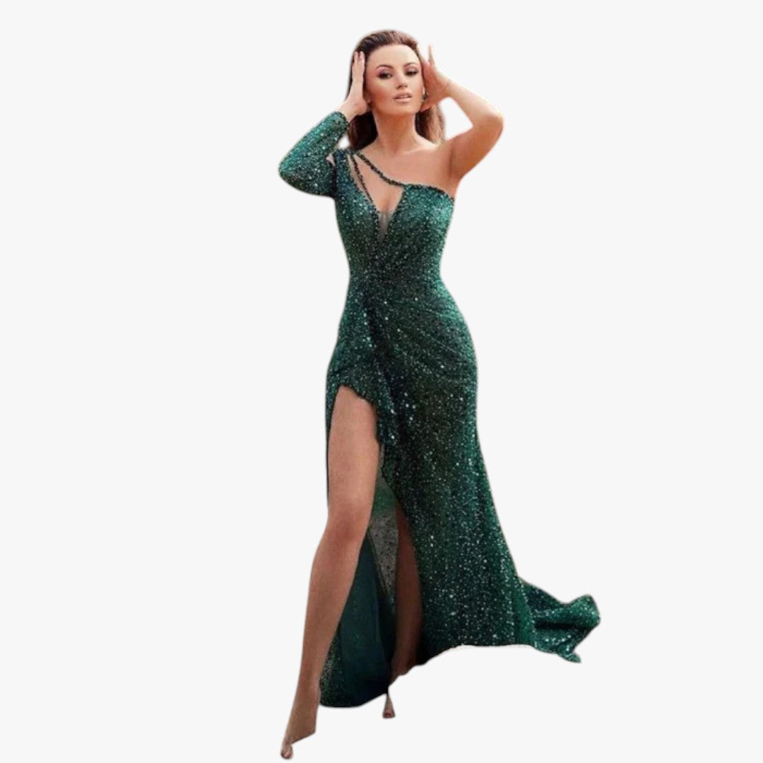 Damen Hochzeitspaillettenkleid mit Glitzer | Maxi