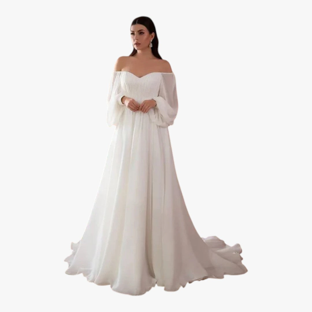 Damen weißes Hochzeitskleid | Maxi