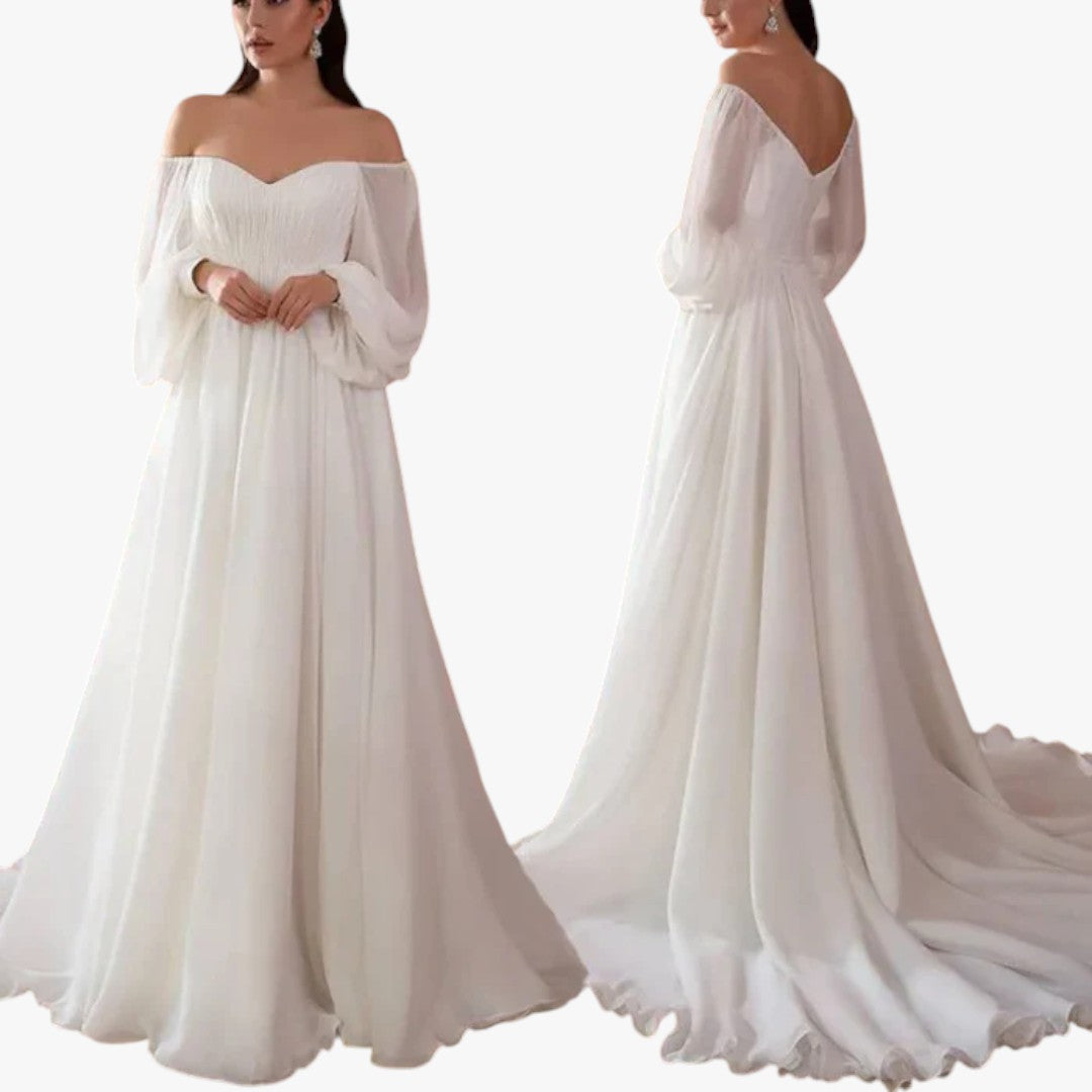 Damen weißes Hochzeitskleid | Maxi