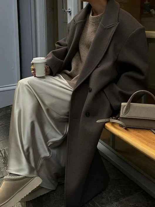 Damen Übergröße Wintermantel mit Knöpfen | Lang