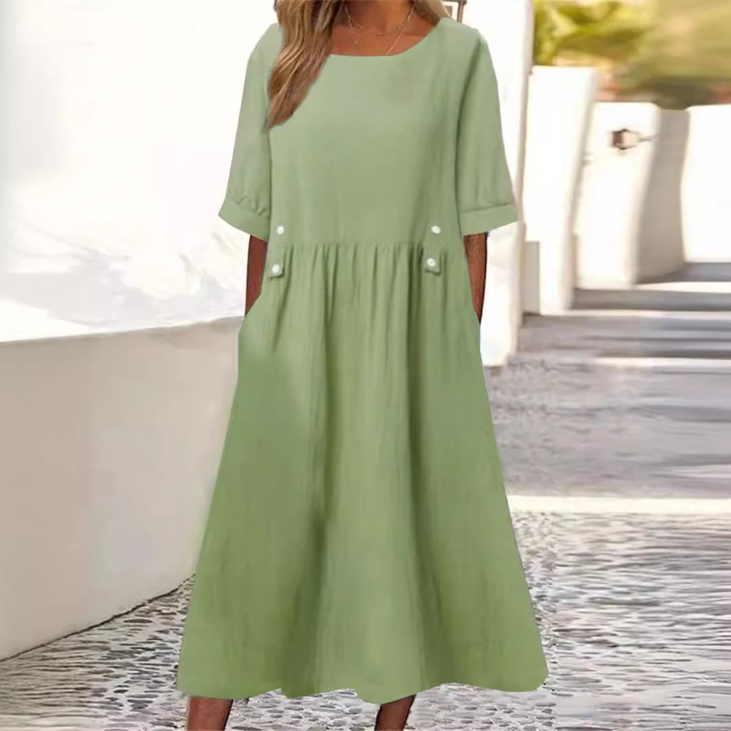 Damen lässiges und elegantes Sommer Kleid Midi | Perfekt für den Urlaub