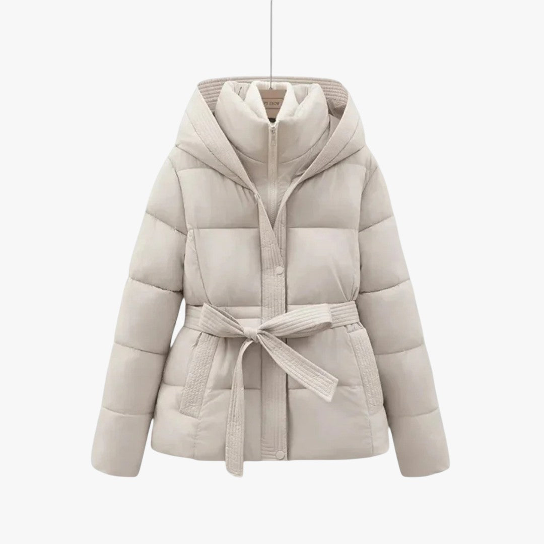 Damen Winter Puffer Gürtel Kapuze Jacke | Kurz