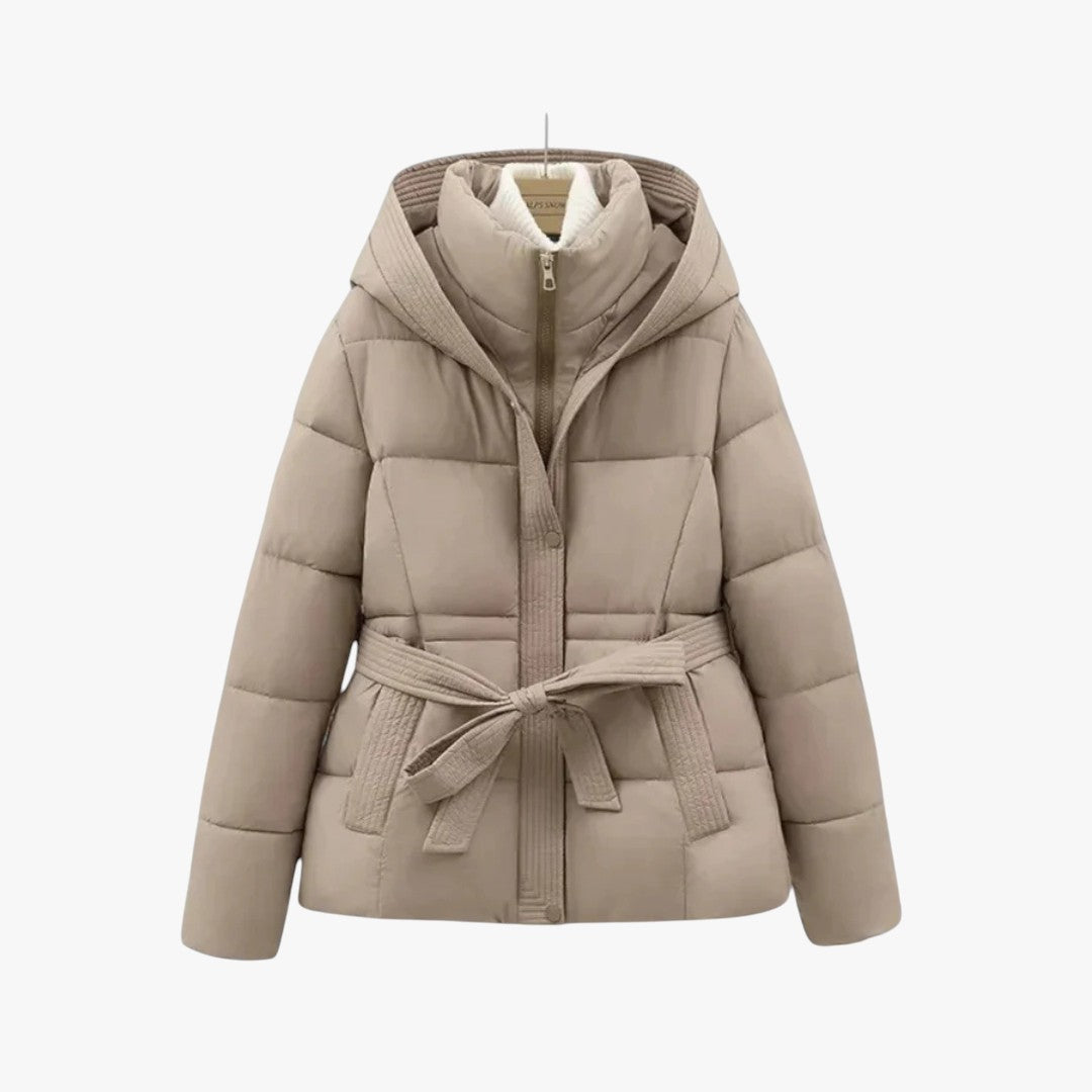 Damen Winter Puffer Gürtel Kapuze Jacke | Kurz