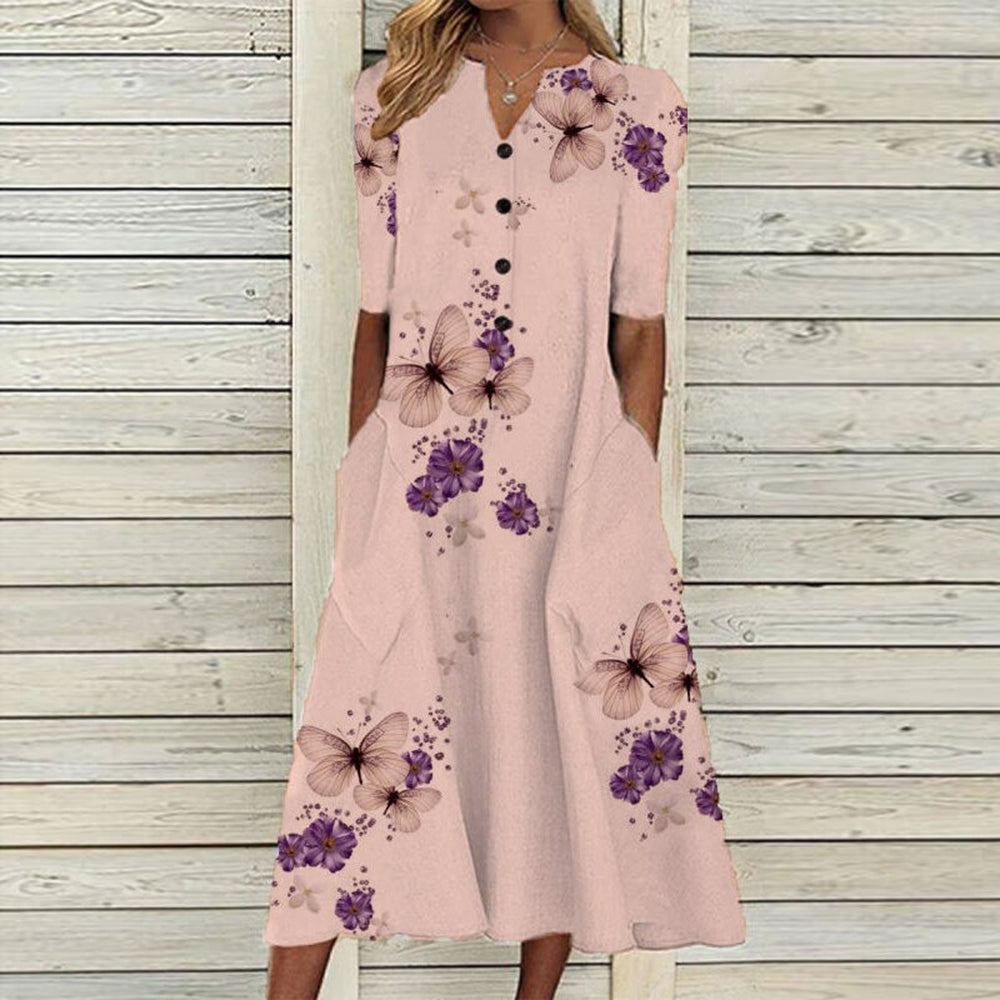 Damen Sommerkleid Floral Grün - Leichtes, Atmungsaktives Kleid für Verschiedene Anlässe 2