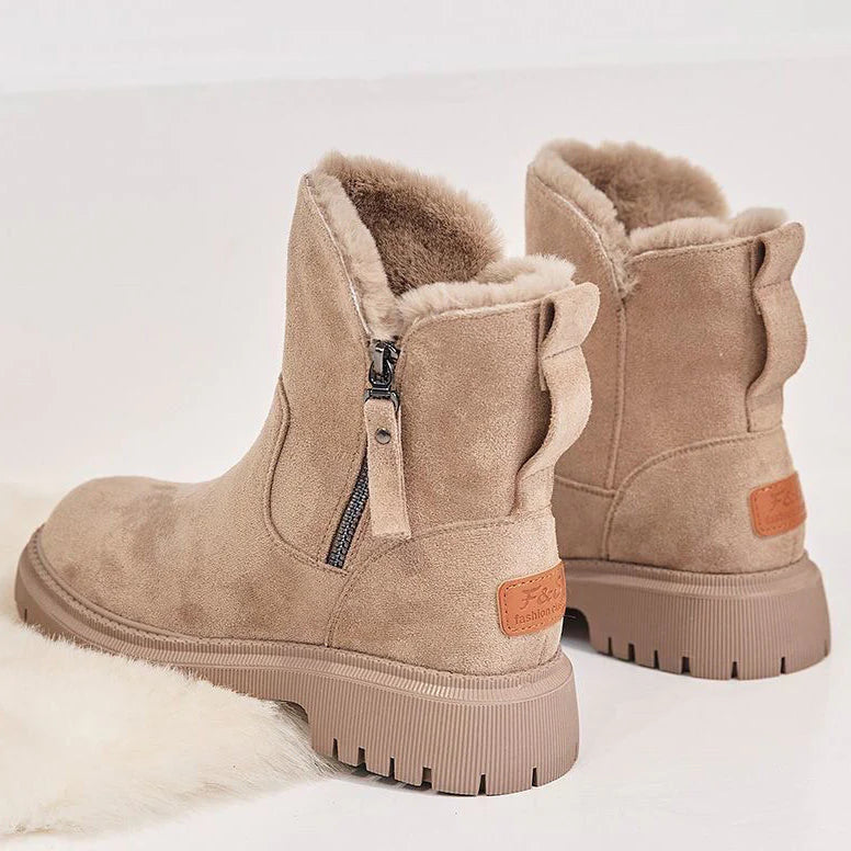 Damen Winterschuhe | Stiefel Mit Elastischen Reißverschluss
