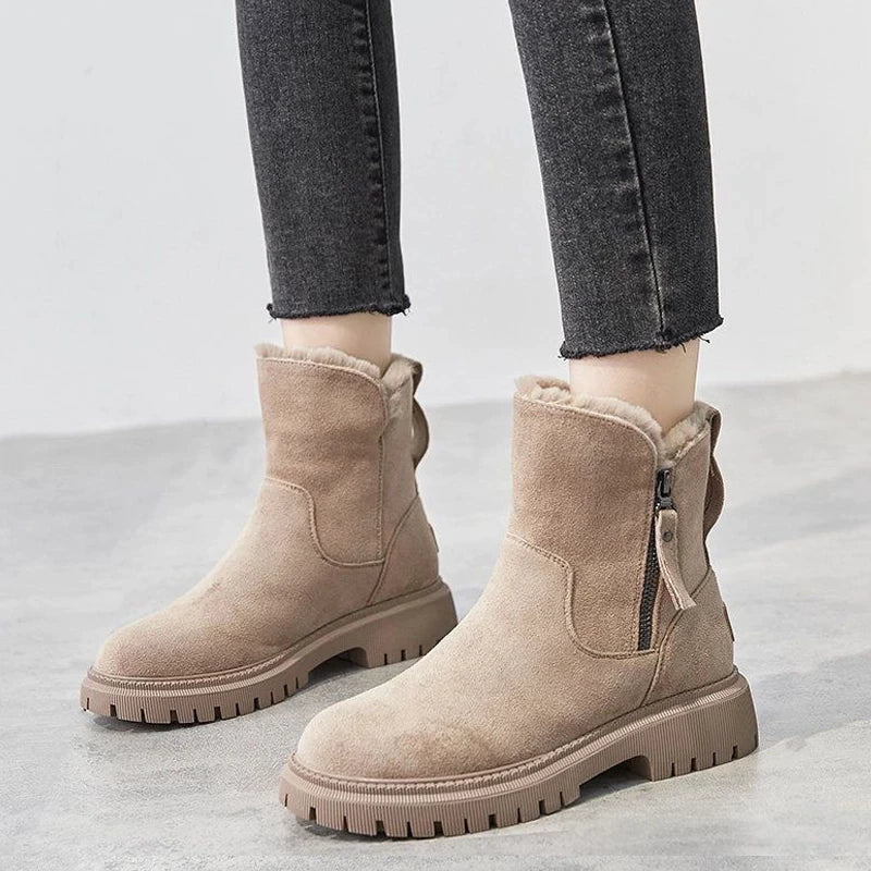Damen Winterschuhe | Stiefel Mit Elastischen Reißverschluss