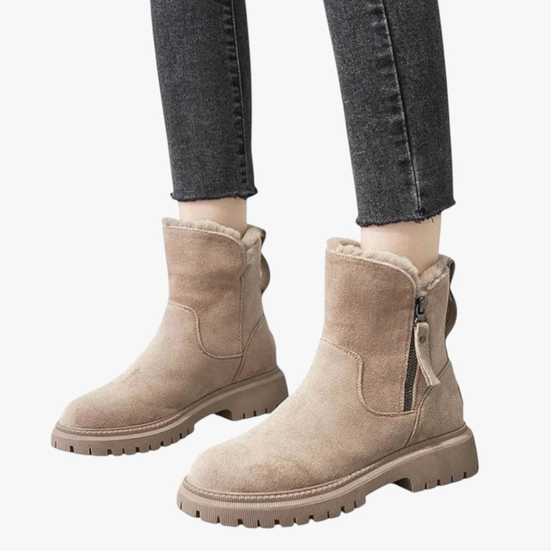 Damen Winterschuhe | Stiefel Mit Elastischen Reißverschluss