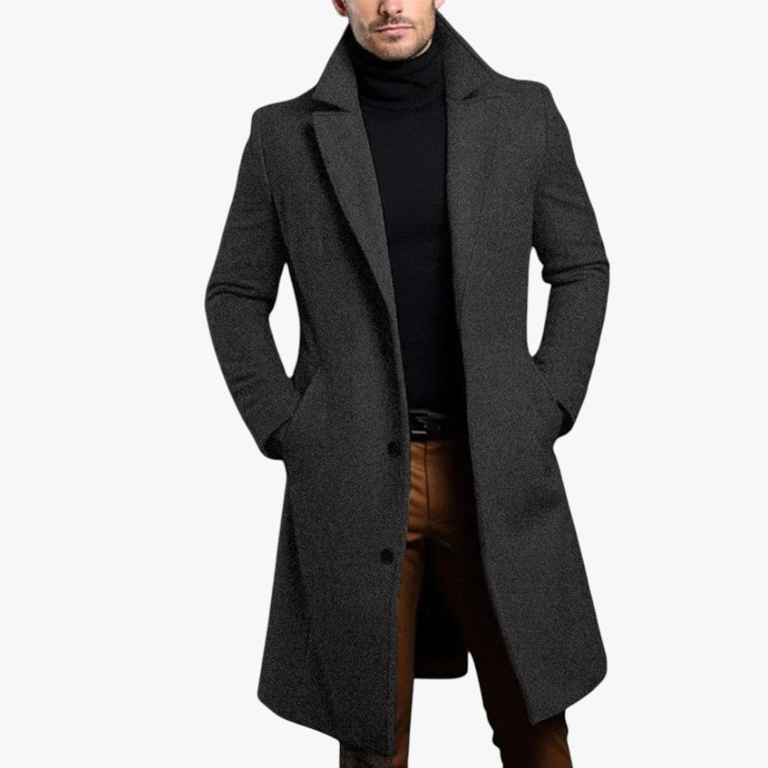 Herren Wintermantel mit Knöpfen und Taschen | Lang