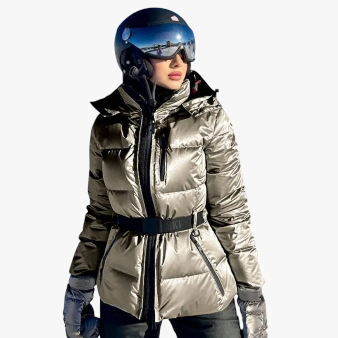 Damen Winter Skijacke mit Gürtel | Kurz