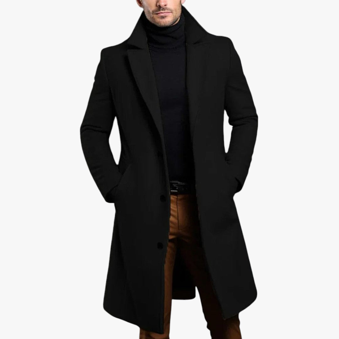 Herren Wintermantel mit Knöpfen und Taschen | Lang